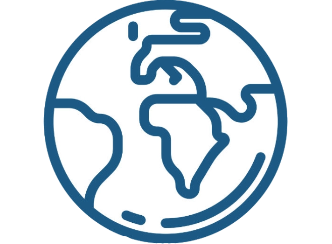 A blue and white globe with the earth in it.